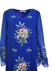 Multicolour Floral Embroidered Side Pleating Kaftan