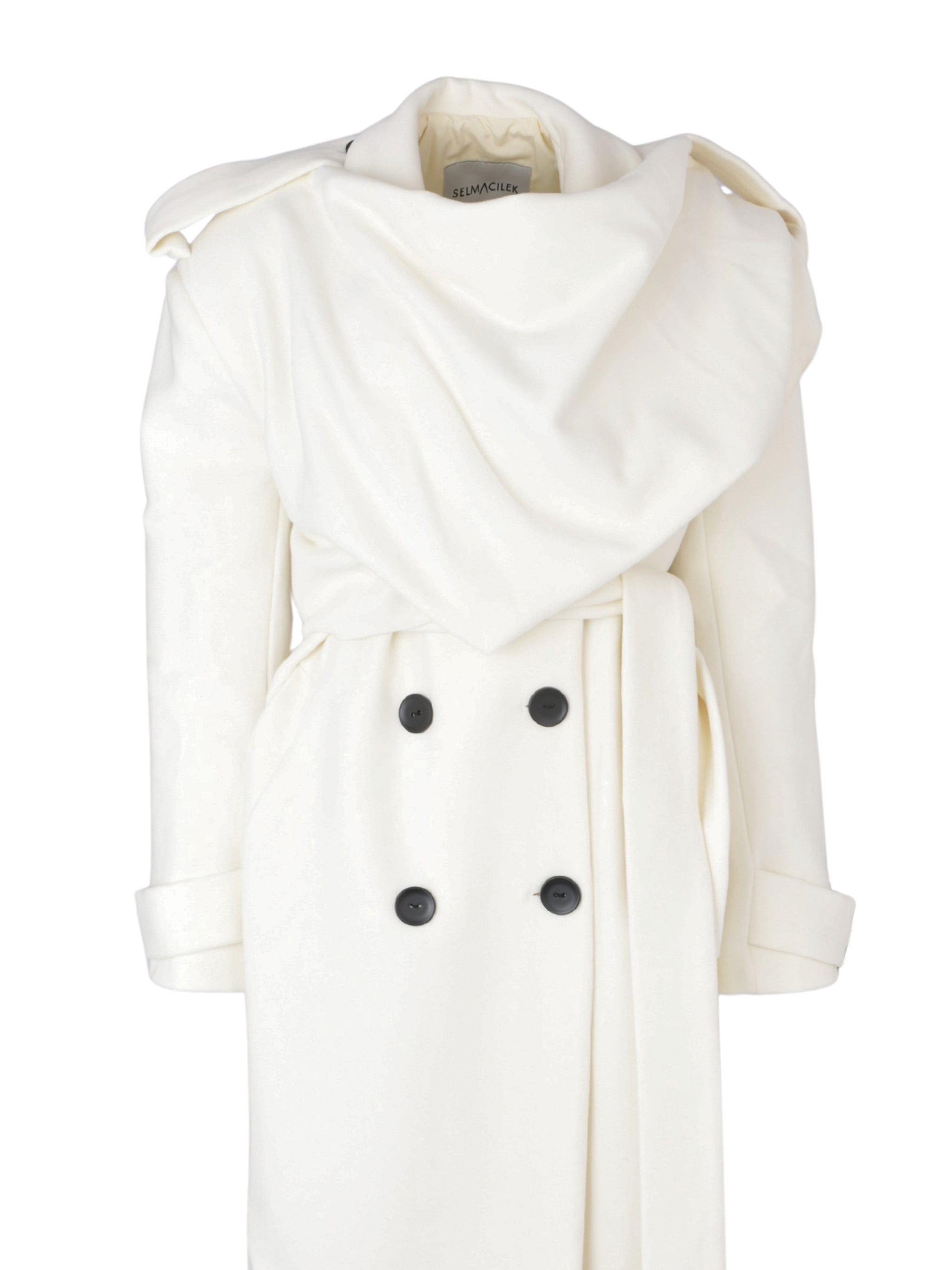 ECRU CACHET SCARF-DETAILED MAXI COAT
