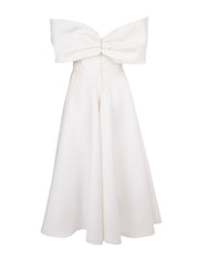 HAND EMBROIDERD PINK FLOWER ORGANZA WITH OFF SHOULDER SLEEVES BALOON DRESS A CUT