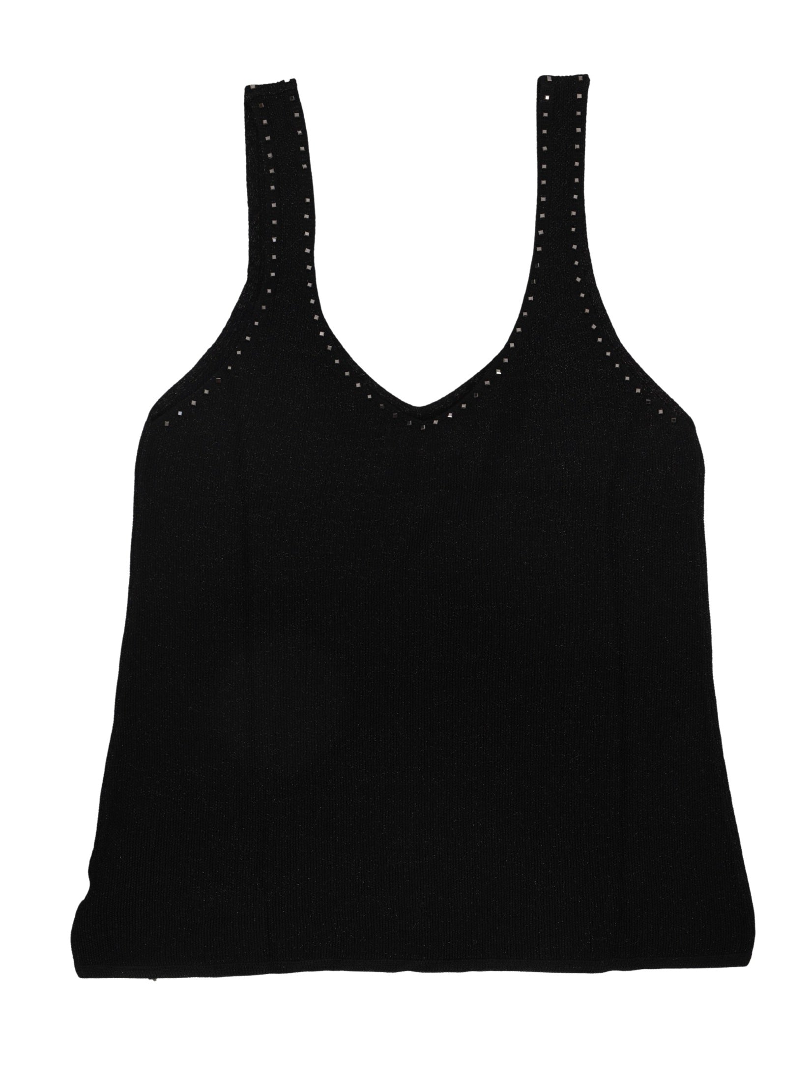 The vested top with crystal details in black