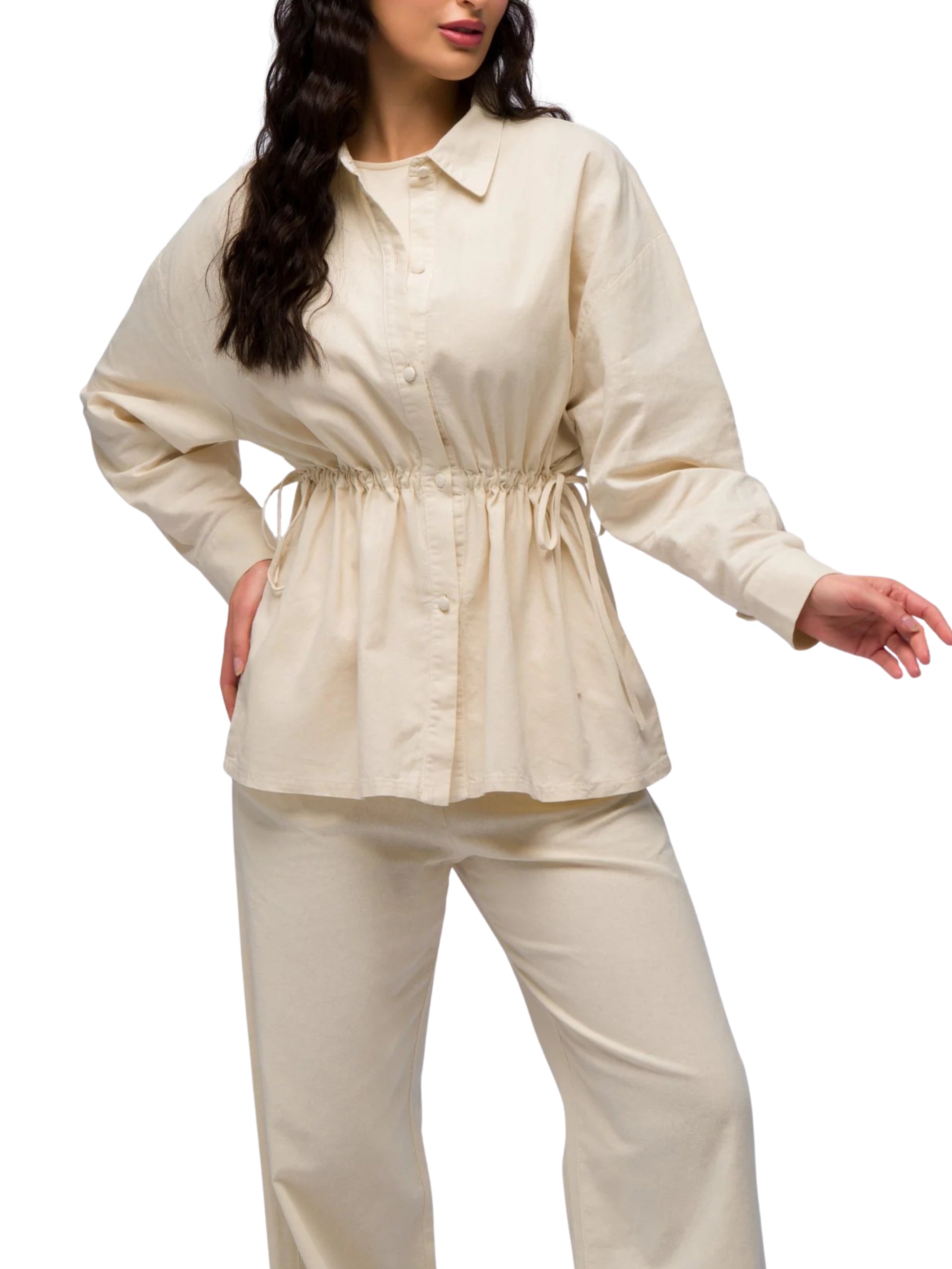 Drawstring linen shirt
