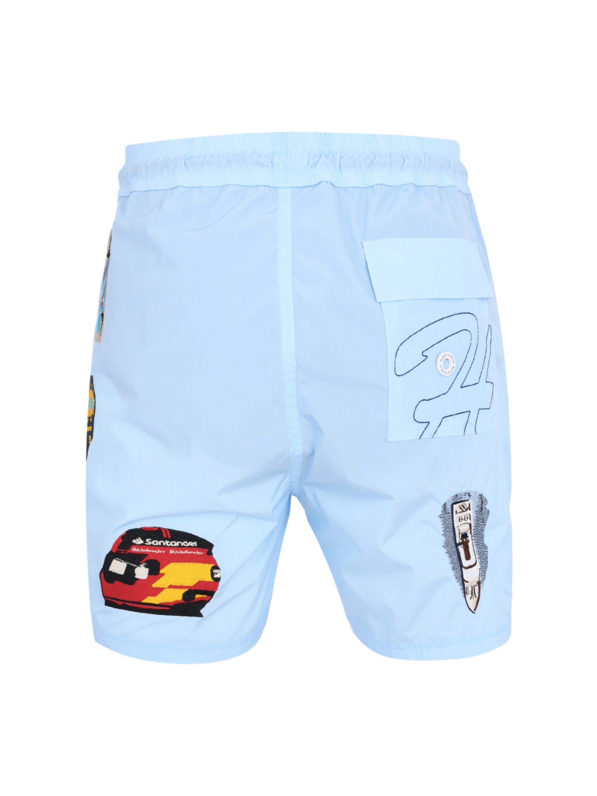 BABY BLUE PATCHES SWIMSHORTS (HIGH TIDE)