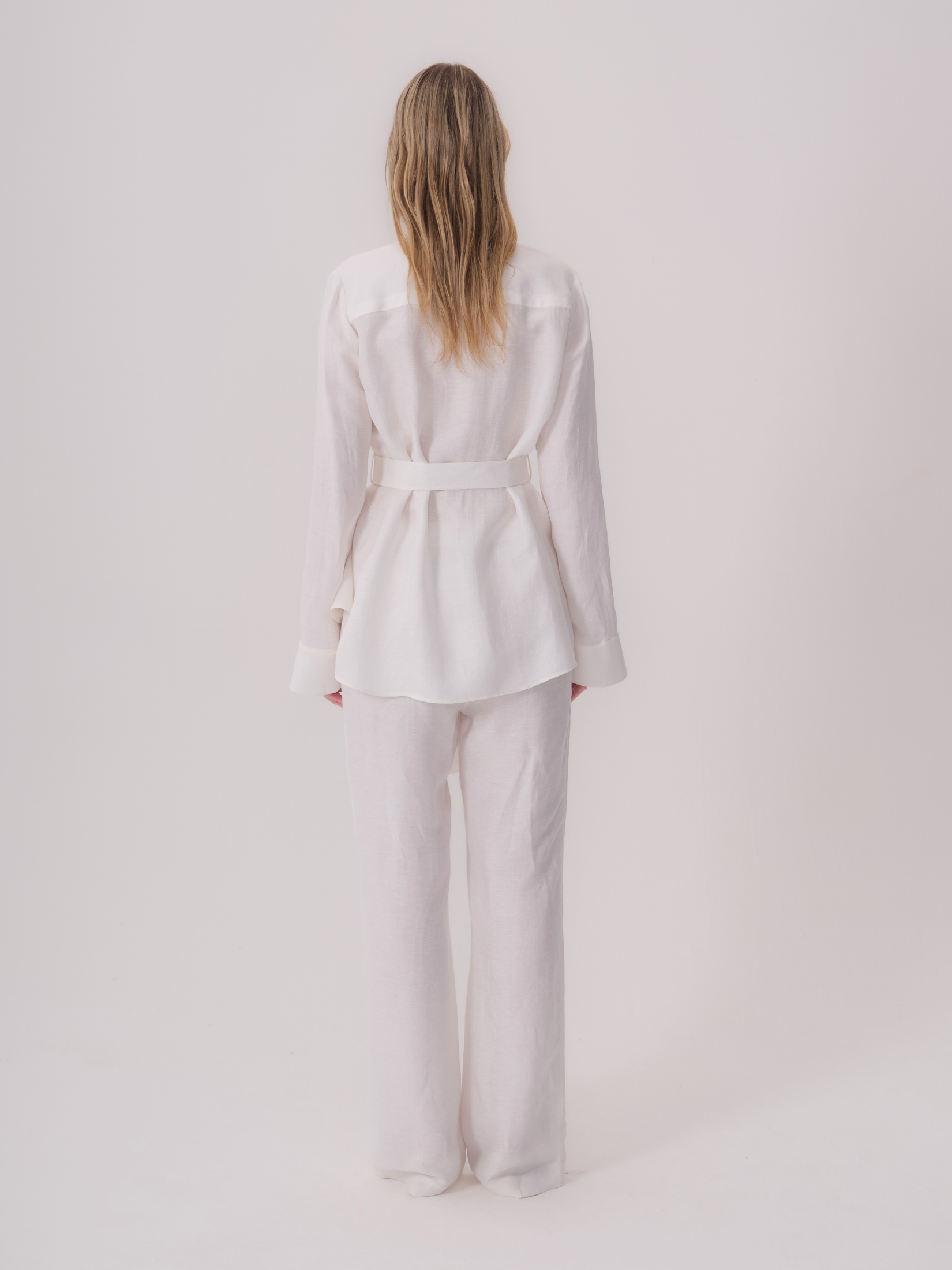 White Linen Jacket with Collar Detail