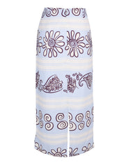 Wrap midi skirt featuring flower shaped buttons