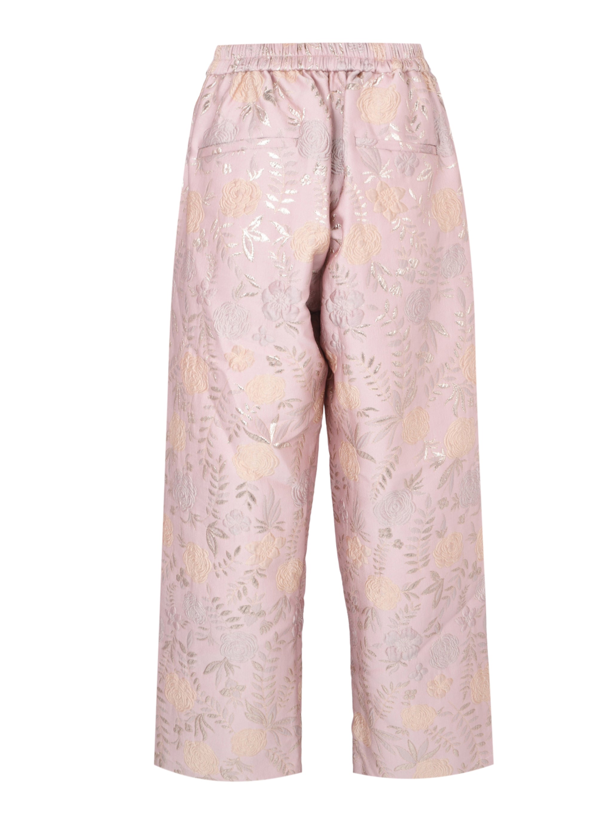 Mix lamejacquard straight fit ankle pants with full elastic waistband pristine