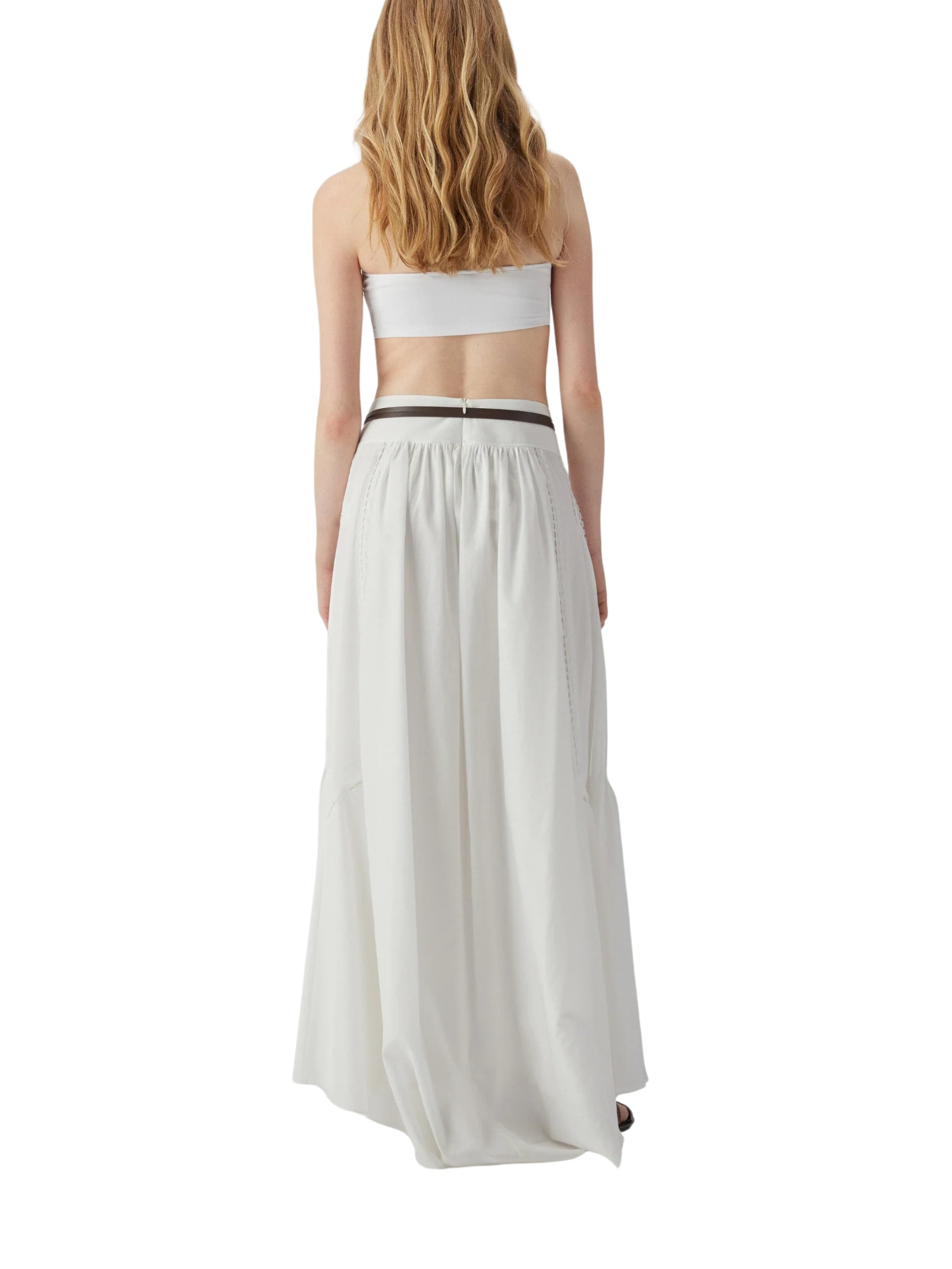 White Wide-Leg Long Skirt