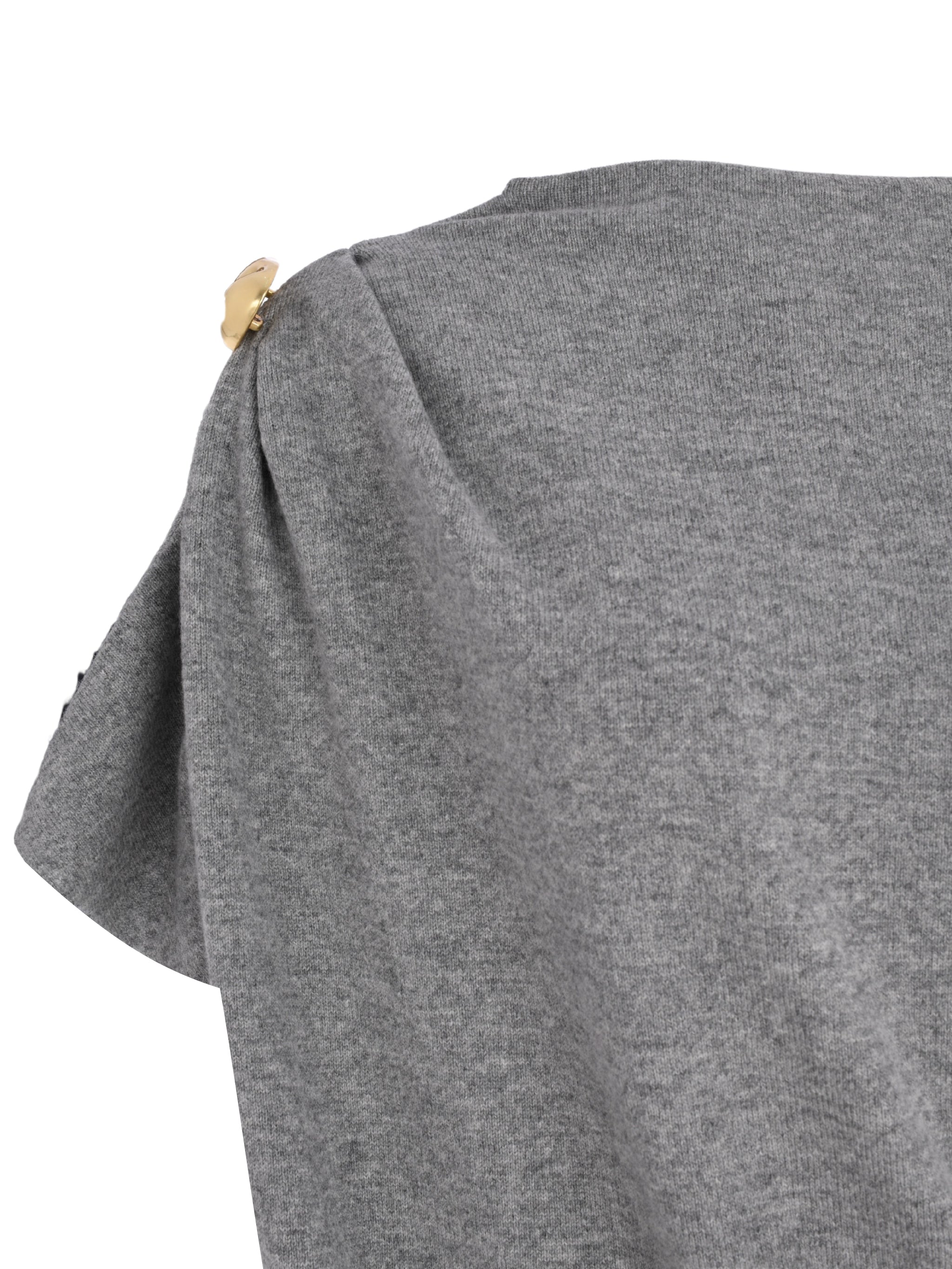 Platinum asimmetric top with pepita detail on shoulder