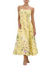 CORSET DRESS WITH LONG FLARED SKIRT