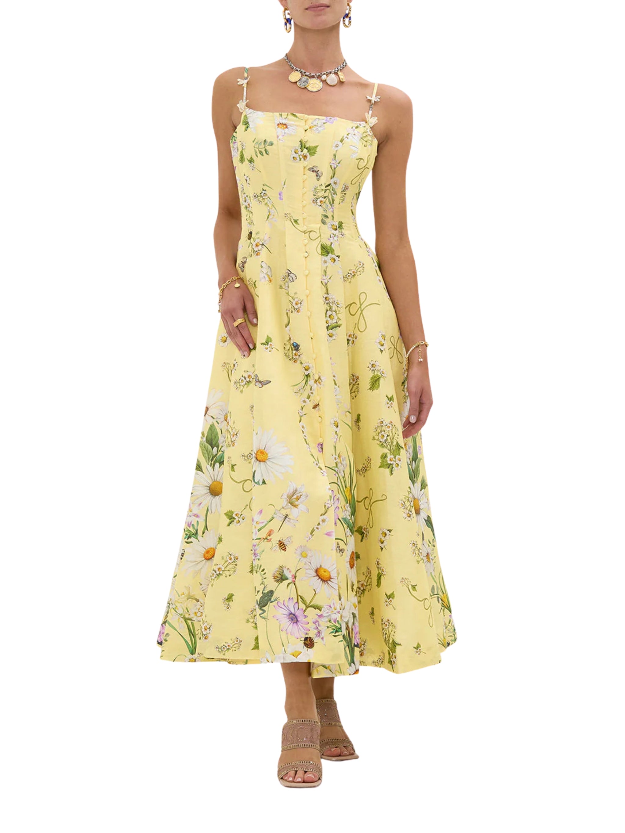 CORSET DRESS WITH LONG FLARED SKIRT