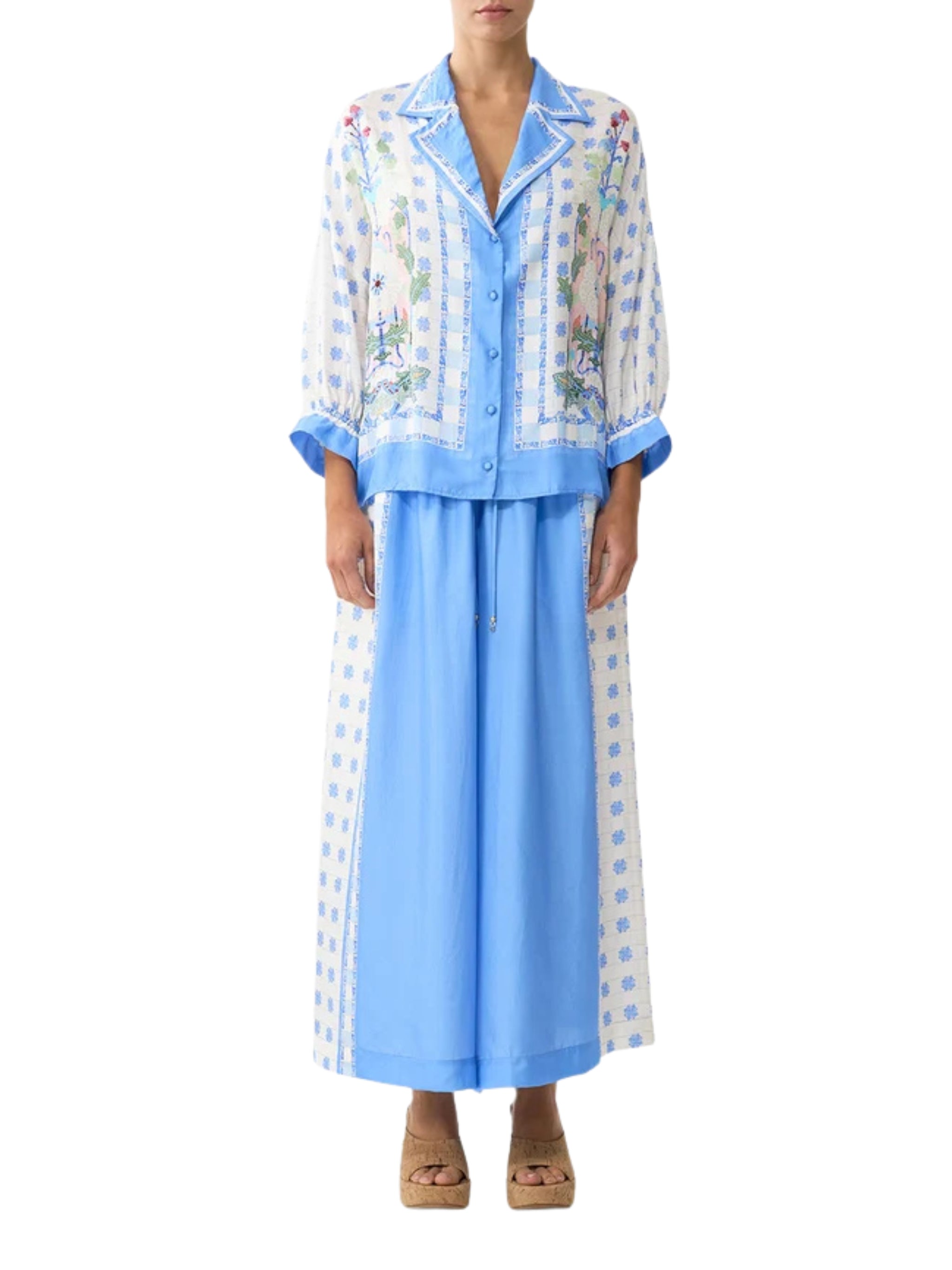 Wide leg elastic waist pant