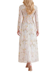 Garden rose long sleeve ankle gown