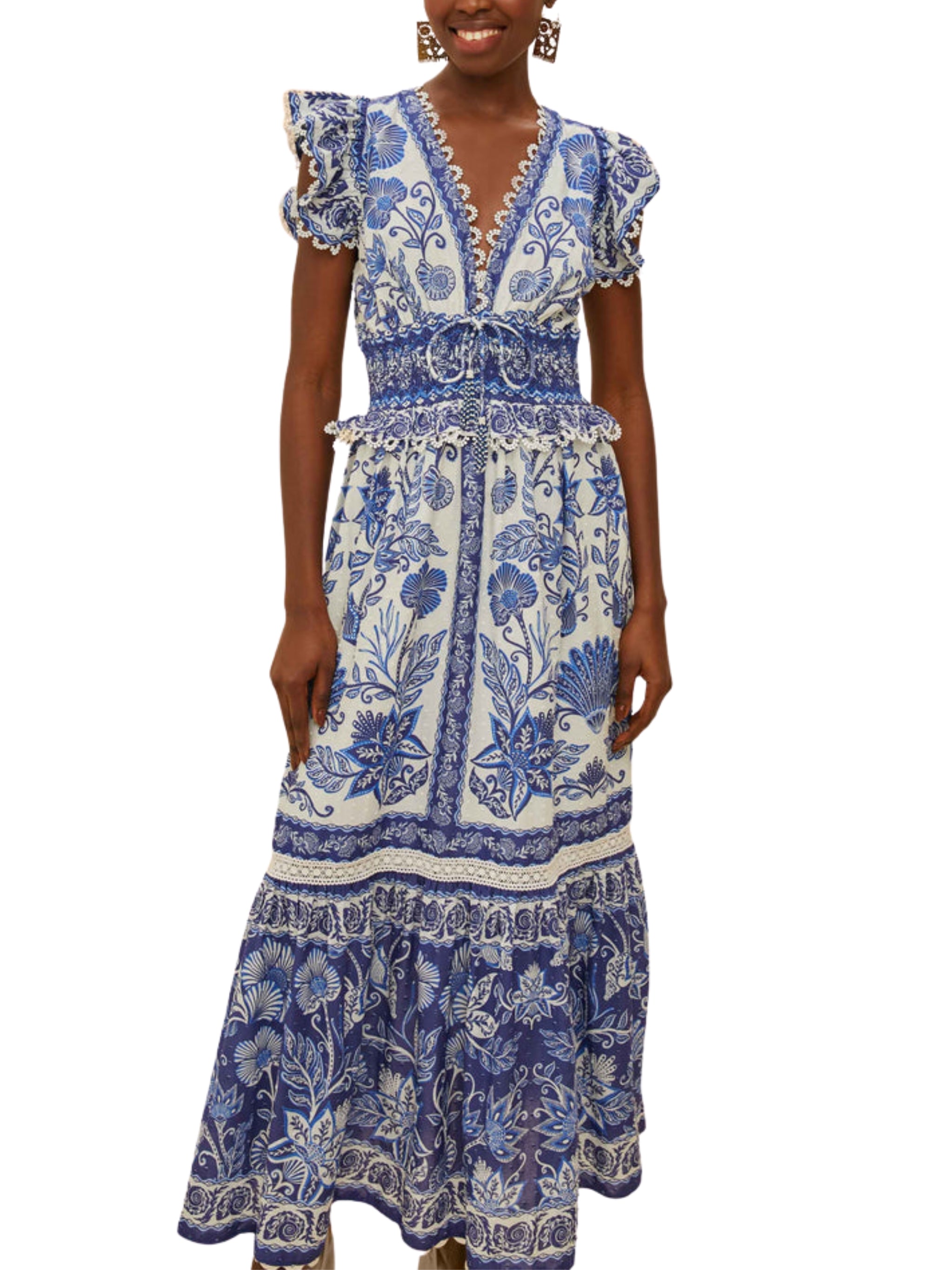 SHELL GARDEN OFF-WHITE MAXI DRESS