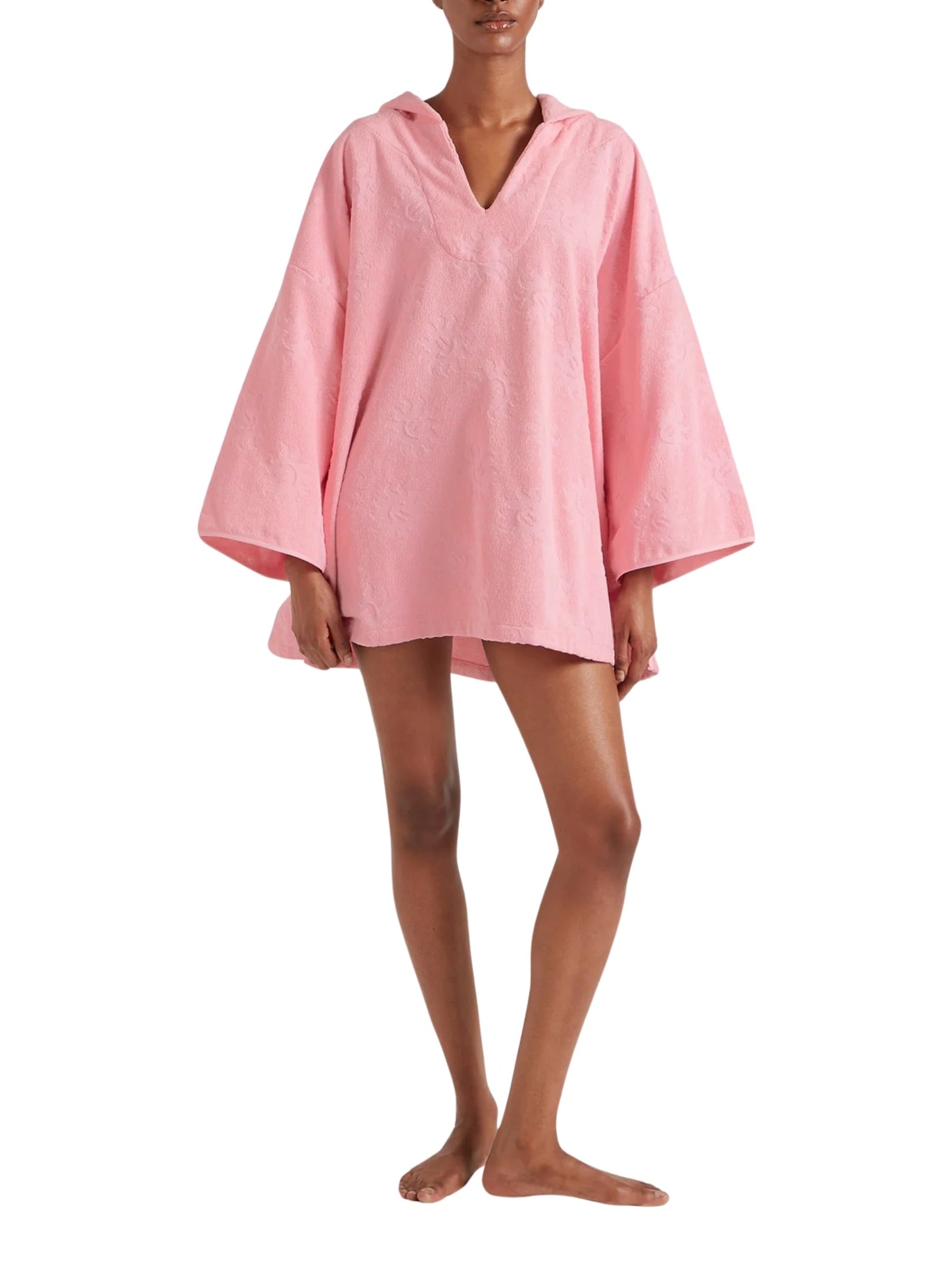 Hooded poncho sunny towelling pink