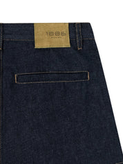 The stitched denim shorts