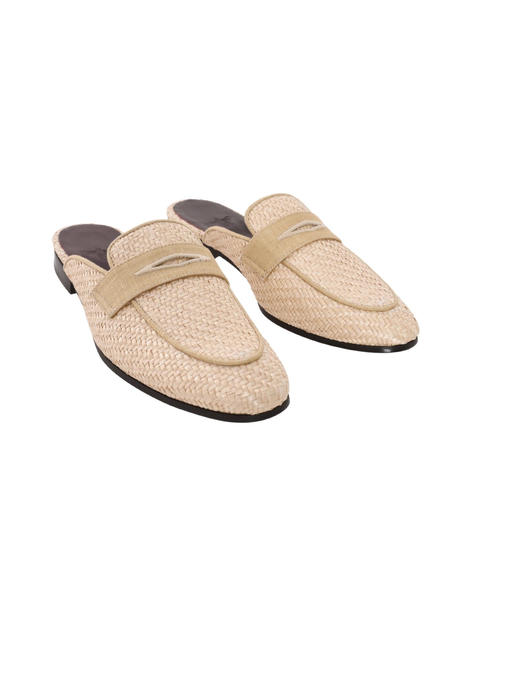 Beige cotton gomme slippers