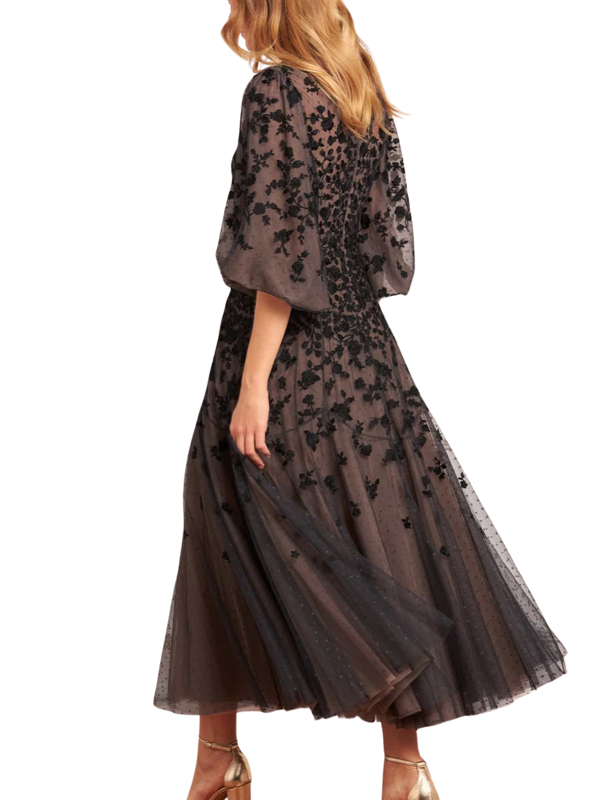 SYLVIA ROSE ROUND NECK ANKLE GOWN