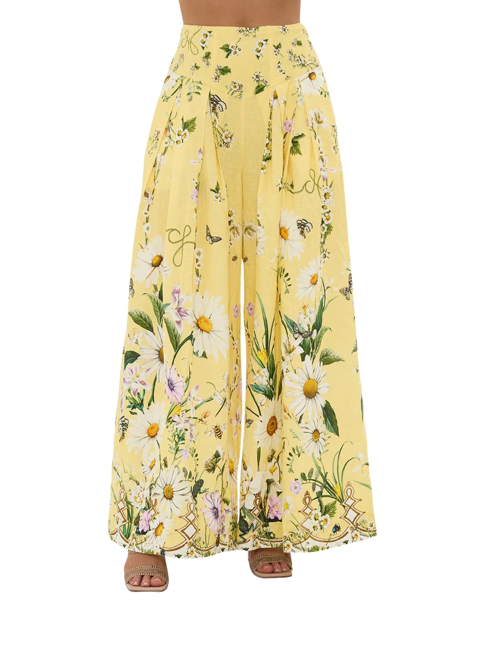 Corset waist wide leg pant
