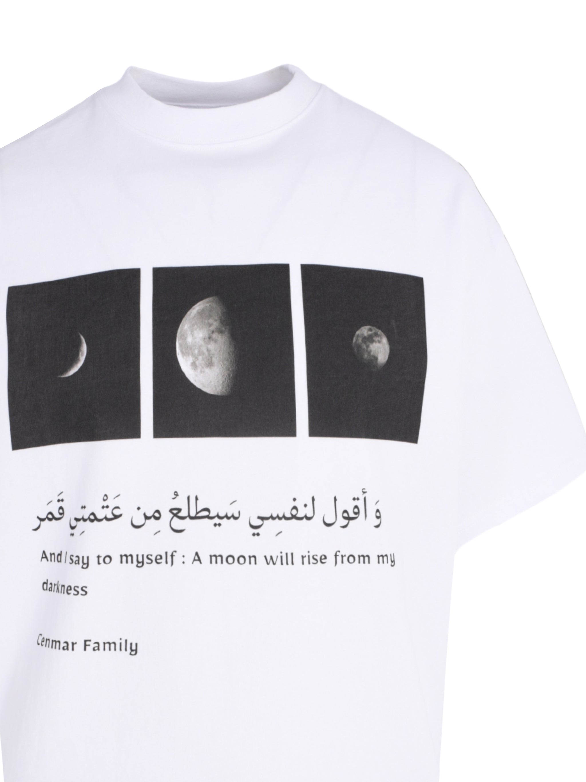 CENMAR OFF WHITE T-SHIRT WITH A FRONT MOON PRINT