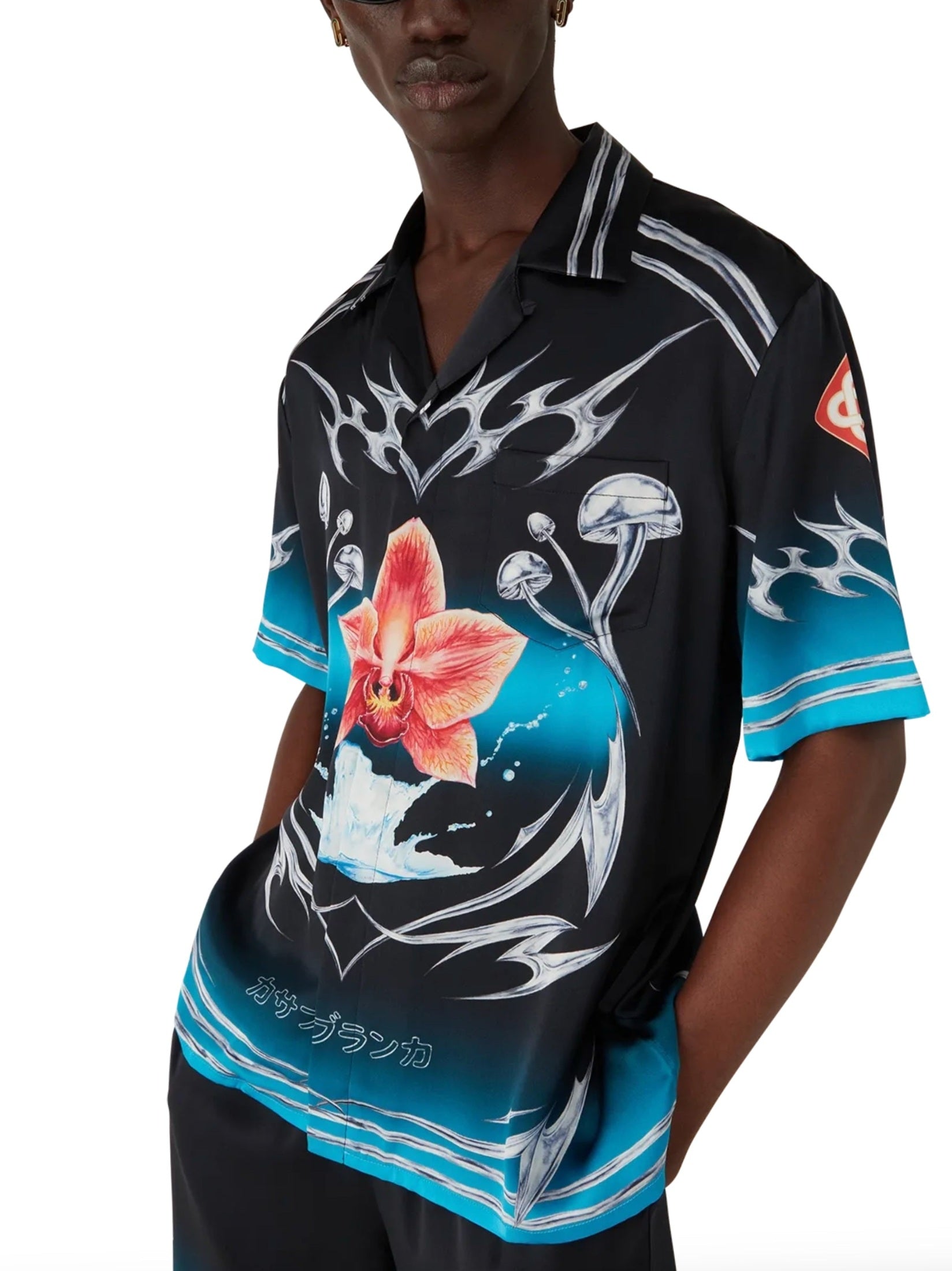 Cuban collar short sleeve shirt
