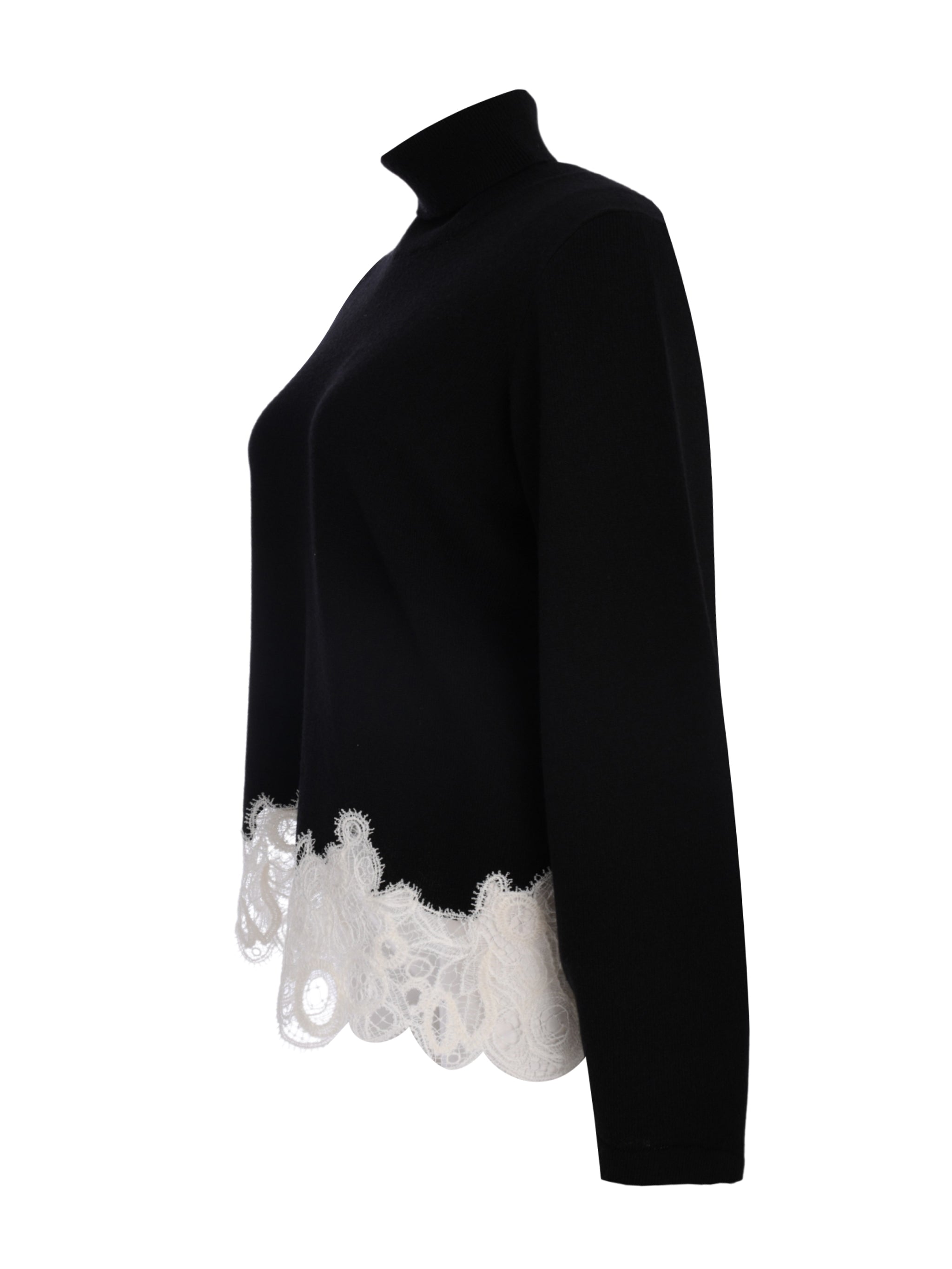 Platinum turtle neck sweater with lace band