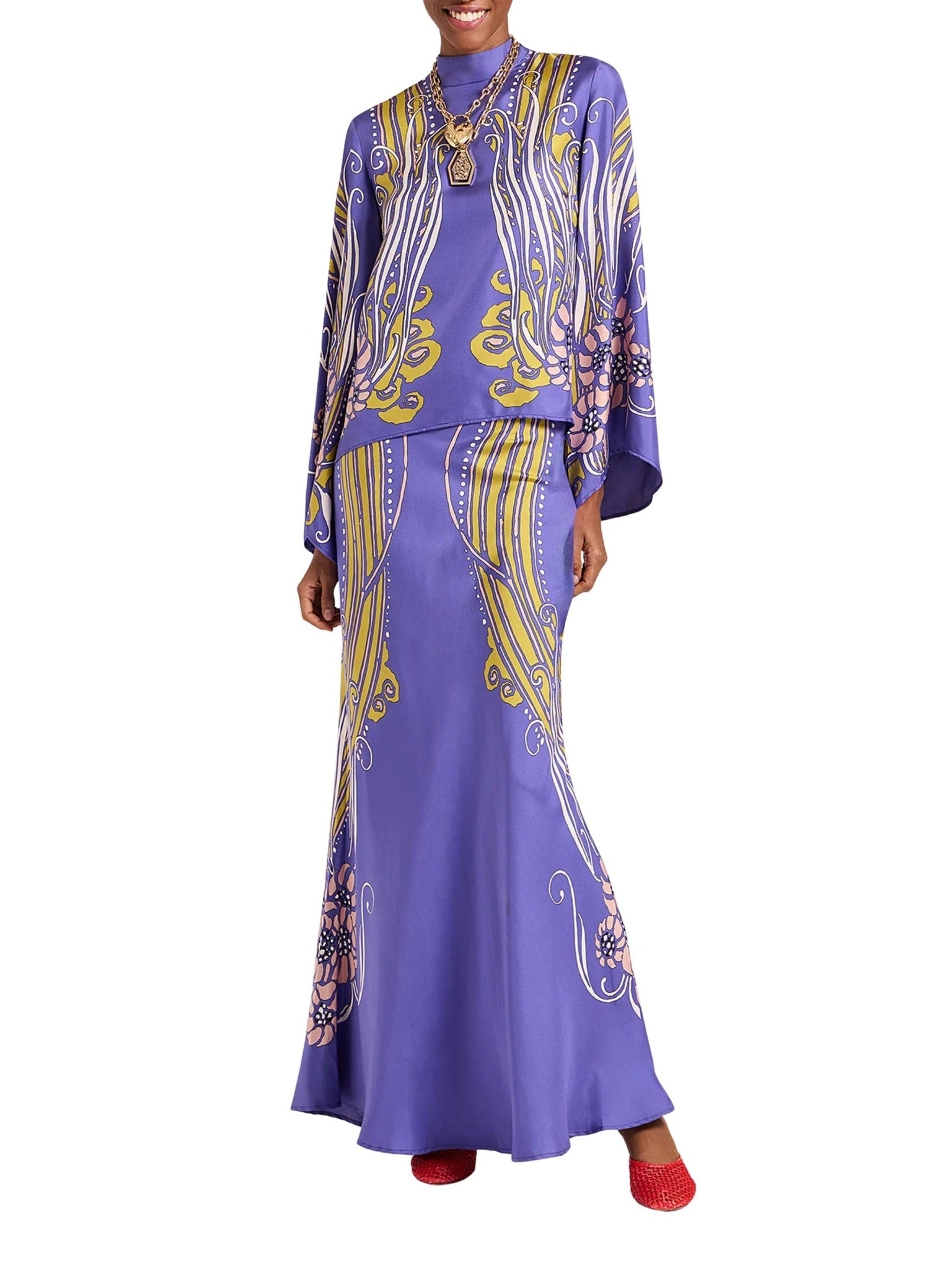 Sleek skirt atlantis placée purple in peachy silk