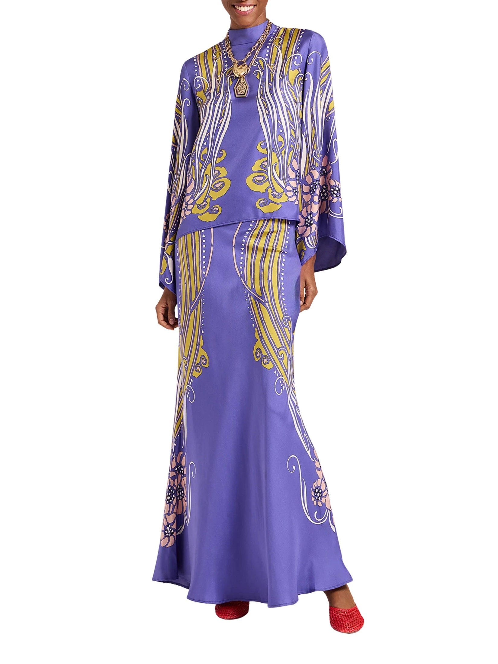 Sleek skirt atlantis placée purple in peachy silk