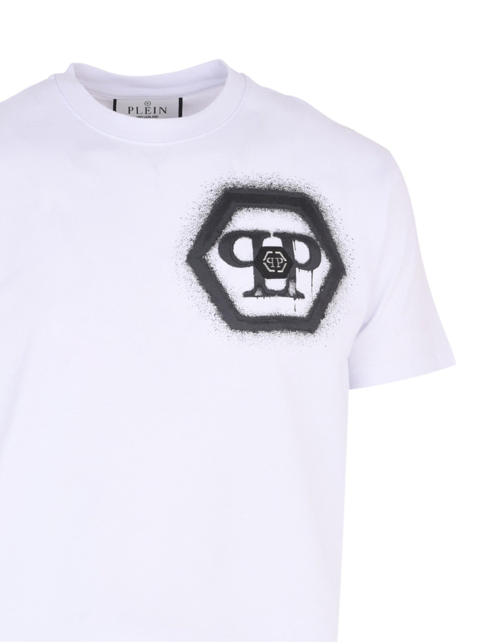 Round neck t-shirt spray hexagon