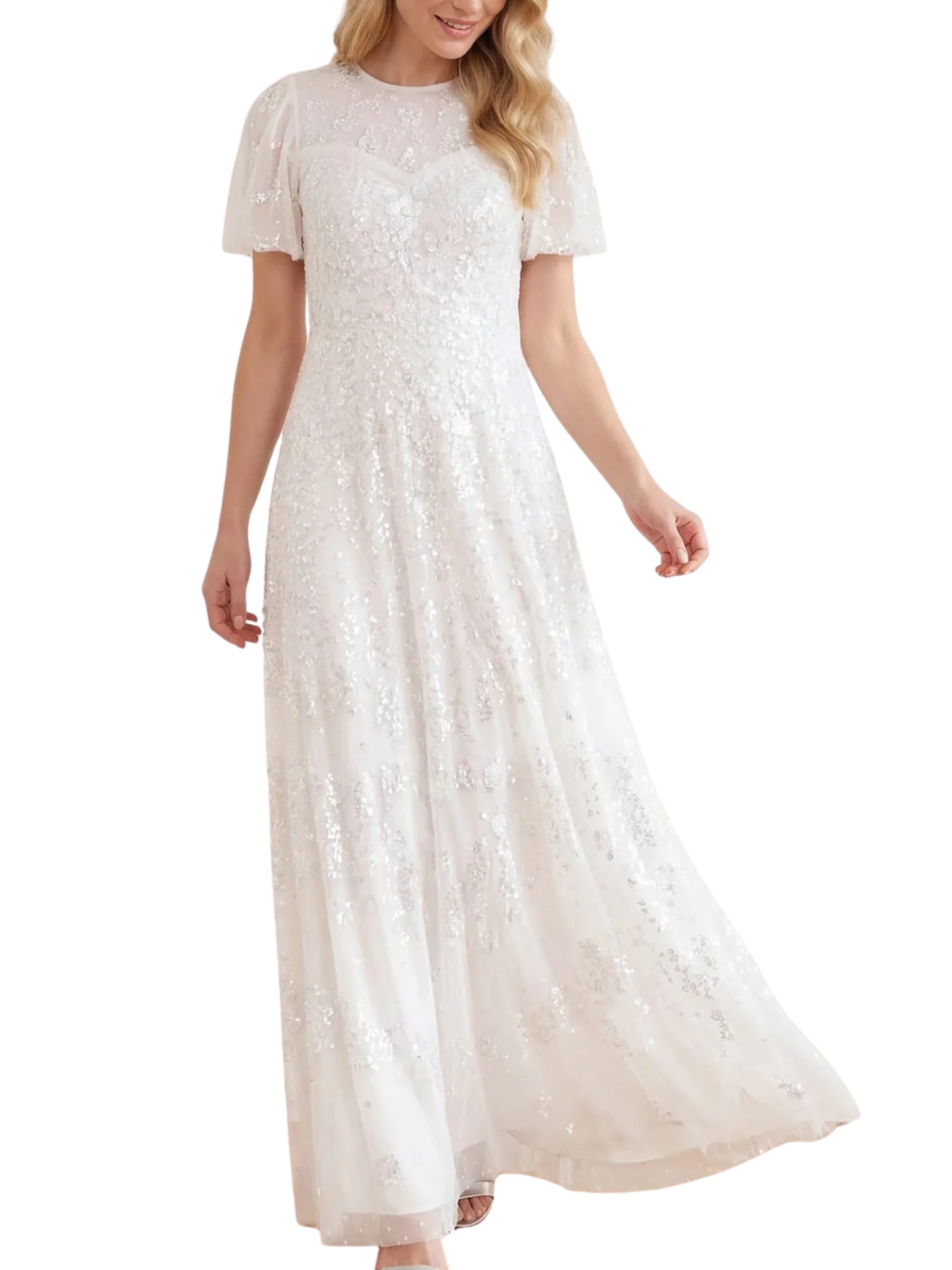 Anais sequin short sleeve gown