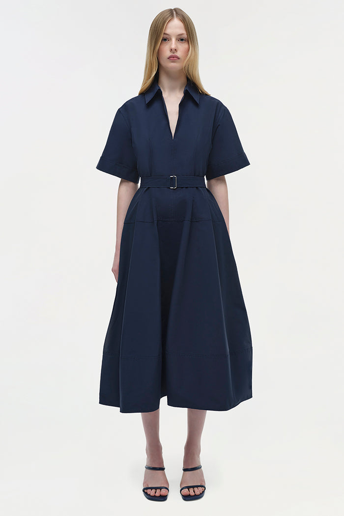 DEANNA S/S BELTED MIDI DRESS