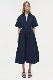 DEANNA S/S BELTED MIDI DRESS