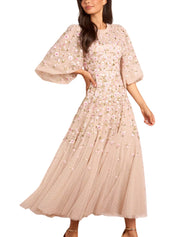 SYLVIA ROSE ROUND NECK ANKLE GOWN