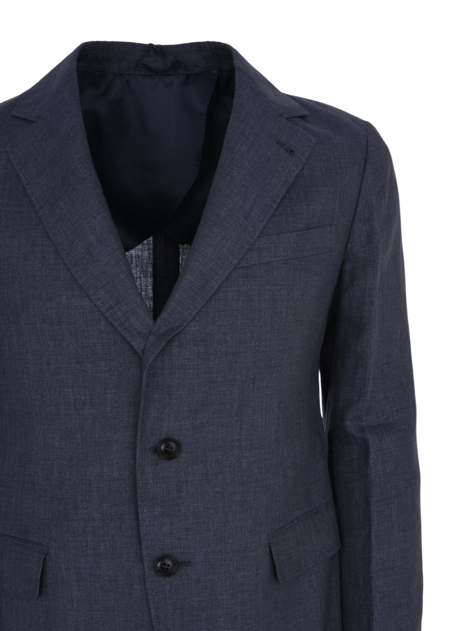Wool linen silk plaid blazer