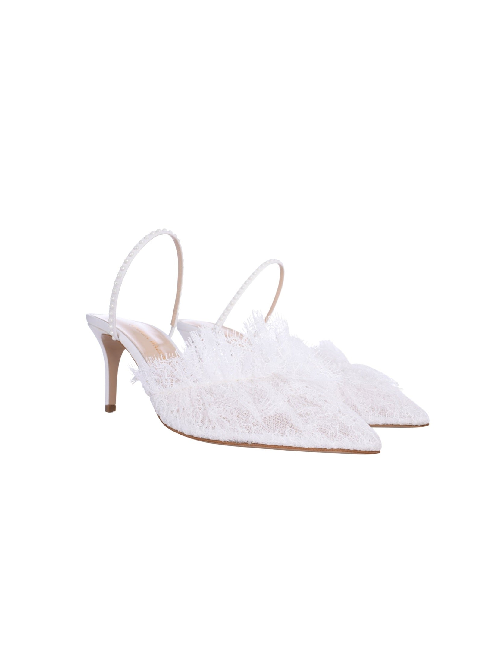 France lace pearl mule 75 mm