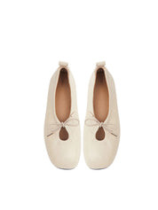 ROSALIND CREAM LEATHER BALLET FLATS