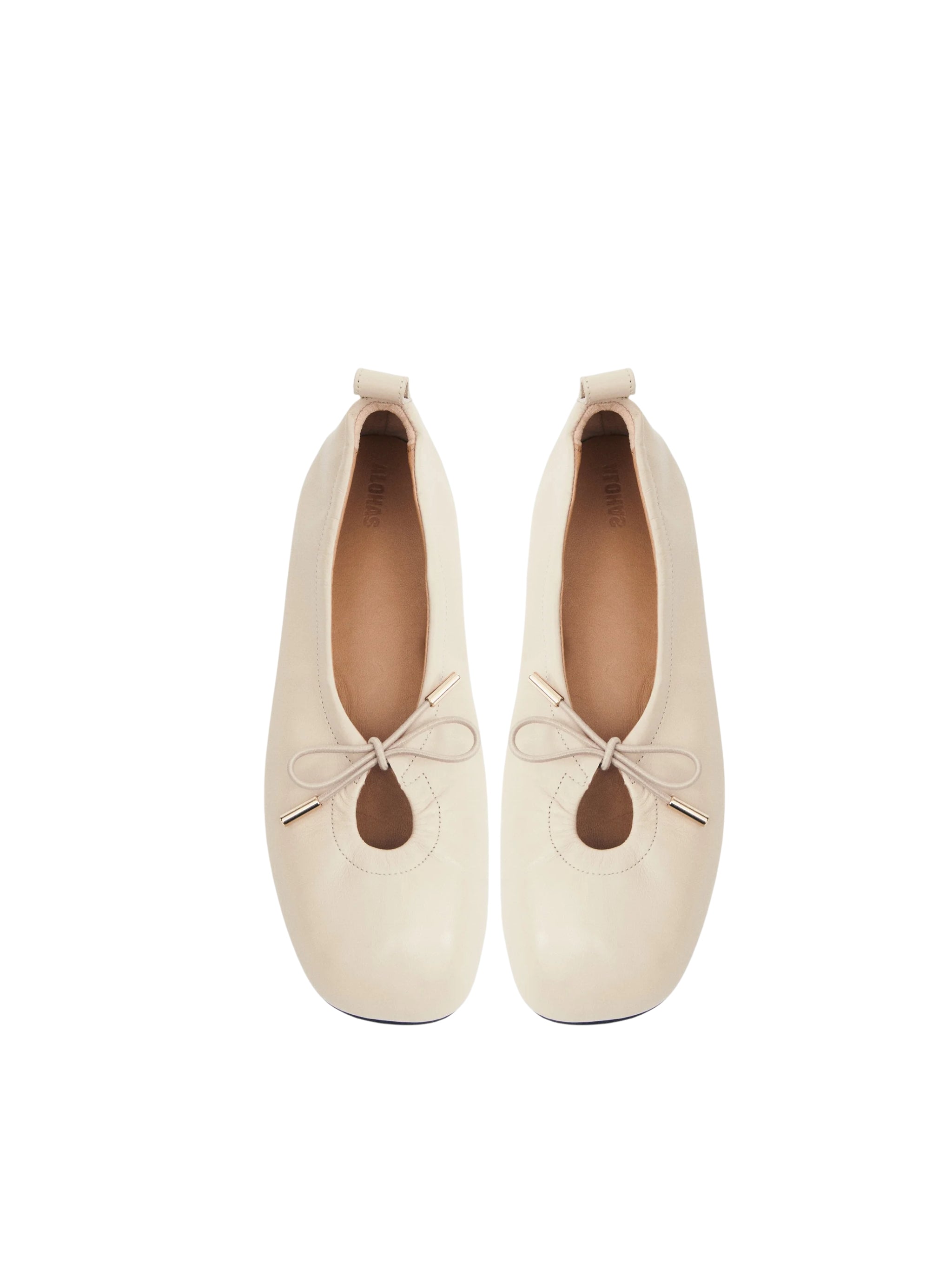 ROSALIND CREAM LEATHER BALLET FLATS