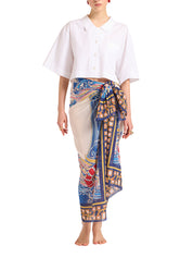 Pareo Lemuria Placée Blue In Cotton Voile (140X140)