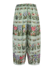 Pita organza silk print cocoon 7/8 length pant with full elastic waistband