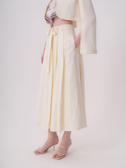 Midi Skirt with Decorative Stitching and Waistband Detail