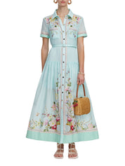 Mint floral organza midi dress