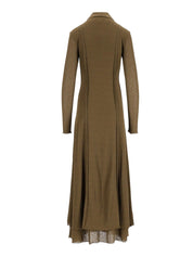 Marl mesh long sleeve maxi tie dress