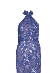 Halter Neck Embroidered Tulle Dress