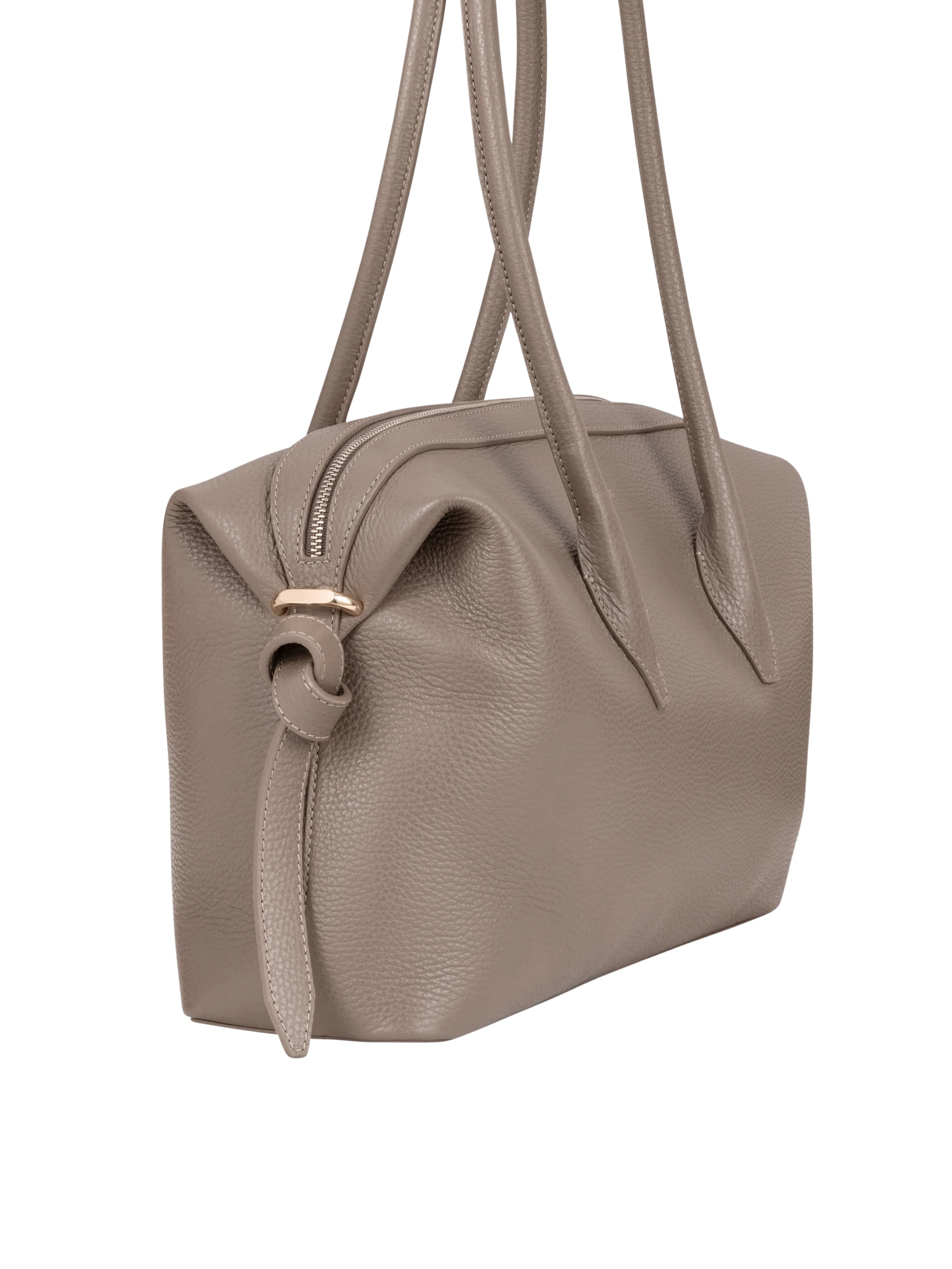 BRIOCHE DUFFLE TAUPE PEBBLE GRAINED LEATHER