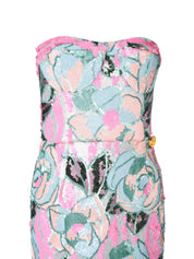 Calypso sequin dahlia strapless maxi dress in multi