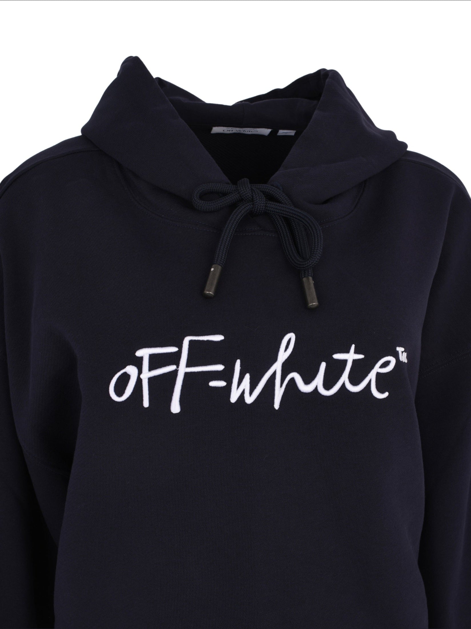 Embroidered Script Industrial Hoodie - Night Sky Blue