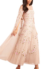 CRESCENT ROSES CAPE ANKLE GOWN
