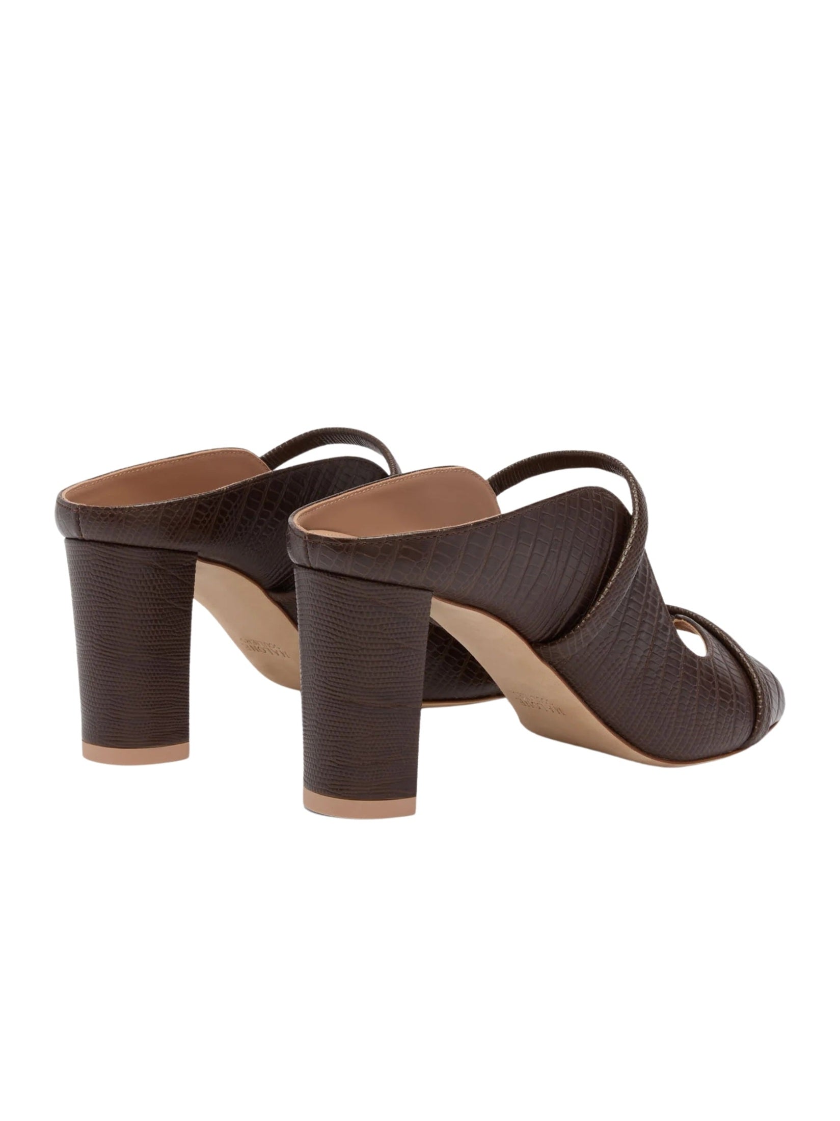 Norah 70 dark brown embossed leather sandals