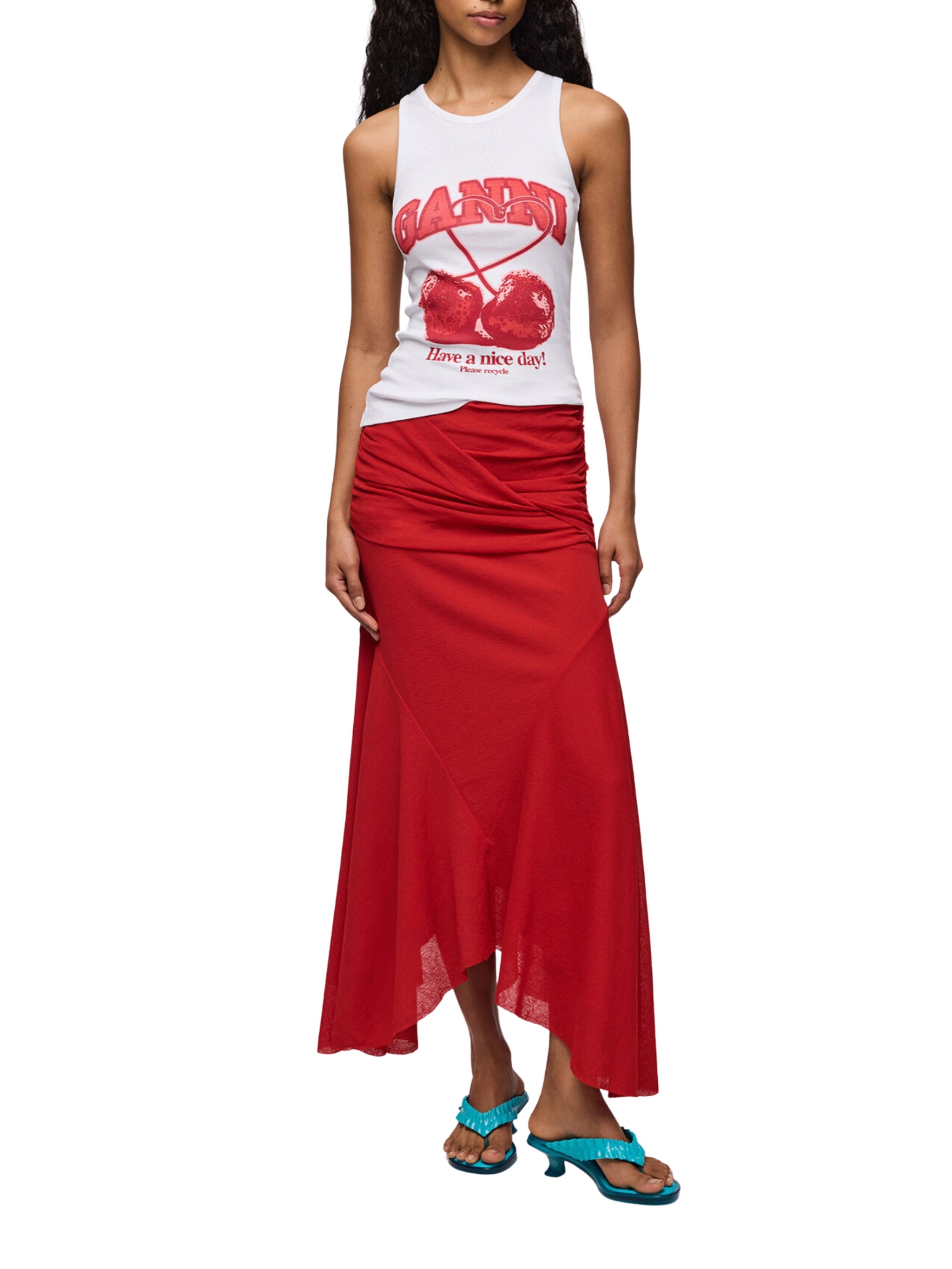 Compact rib jersey tank cherry