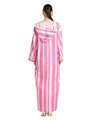 PINK HOODIE KAFTAN WITH EMBROIDERY