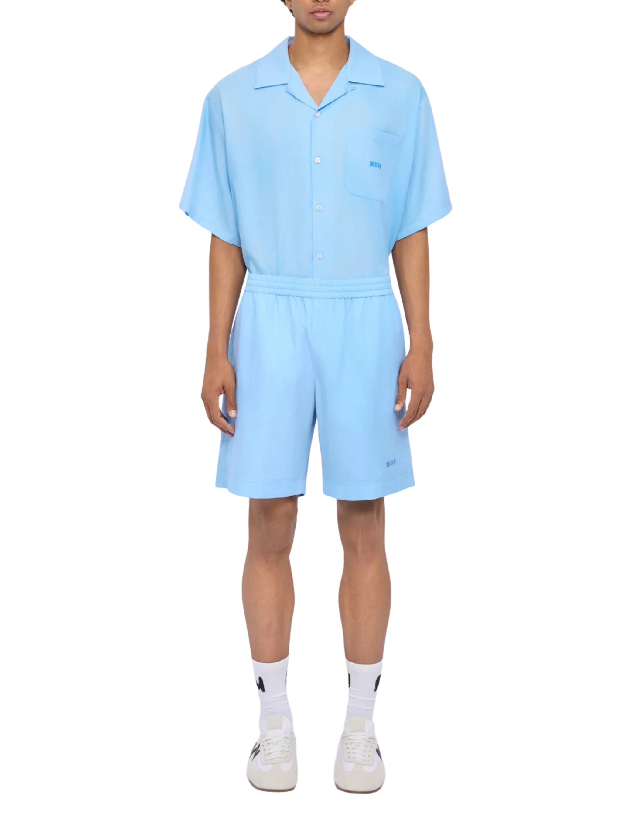 Light blue lyocell Bermuda shorts