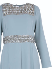Hand embroiderd chest long sleeves off shoulder dress full cover modest dress fish cut